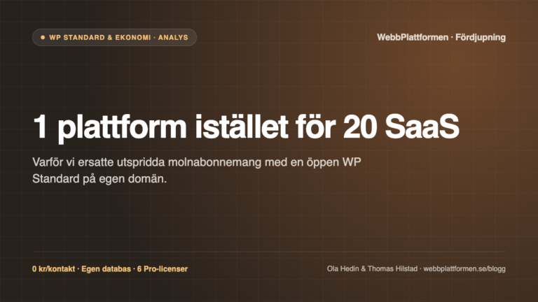 Varför vi ersatte 20 SaaS-abonnemang med en öppen WordPress-standard wp standard istället för 20 separata saas verktyg