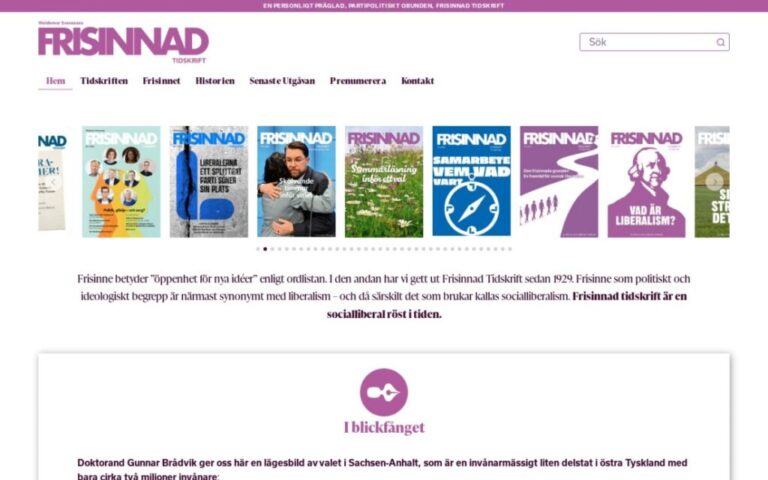 frisinnad tidskrift – skärmdump